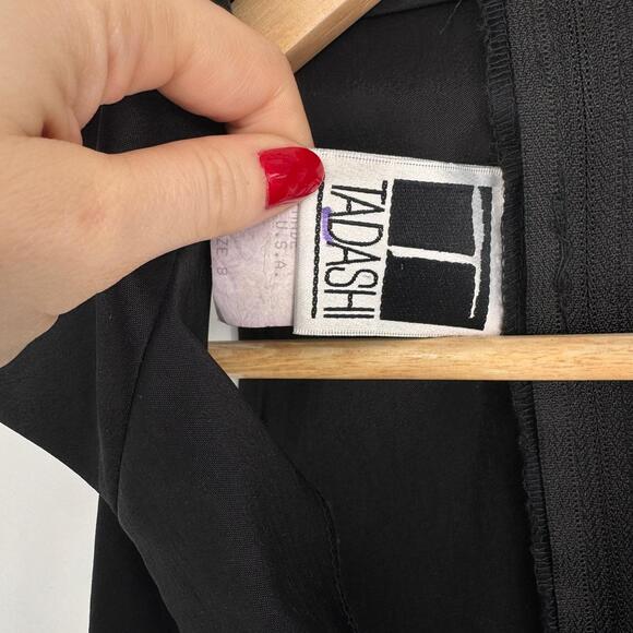 Tadashi Shoji VTG Ruched Bodice Tuxedo Dress Sz 6 Cocktail Gothic Glam Prom - Picture 8 of 9